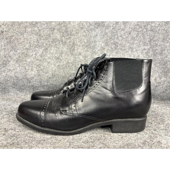 Ariat Metcalf Boots Womens Size 7 Black Leather Cap Toe Lace Up Ankle Brogue - Picture 1 of 9